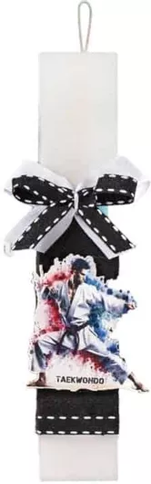 Πασχαλινή Λαμπάδα Taekwondo Feeling Wood 0015036 25cm. Λευκή