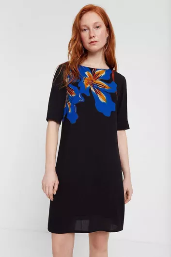 Desigual by M. Christian Lacroix Midi All Day Φόρεμα Κοντομάνικο Μαύρο