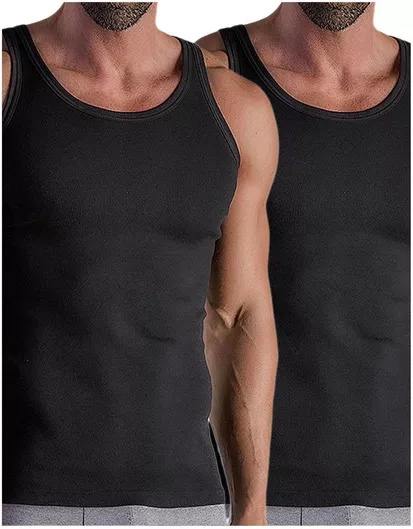 FMS Ανδρικές Φανέλες Αμάνικες Μαύρο 2Pack