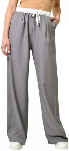 Potre Γυναικεία Υφασμάτινη Παντελόνα με Λάστιχο σε Ίσια Γραμμή Ανθρακί