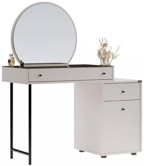 Τουαλέτα Κρεβατοκάμαρας Dior Ξύλινη με Καθρέπτη 108x45x130cm Λευκό Του Πάγου