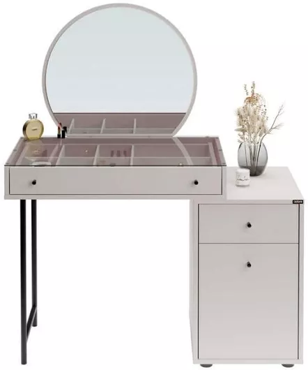 Τουαλέτα Κρεβατοκάμαρας Dior Ξύλινη με Καθρέπτη 108x45x130cm Λευκό Του Πάγου