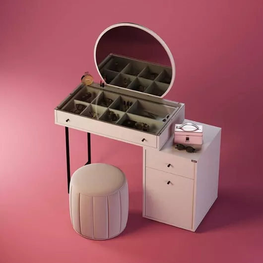 Τουαλέτα Κρεβατοκάμαρας Dior Ξύλινη με Καθρέπτη 108x45x130cm Λευκό Του Πάγου