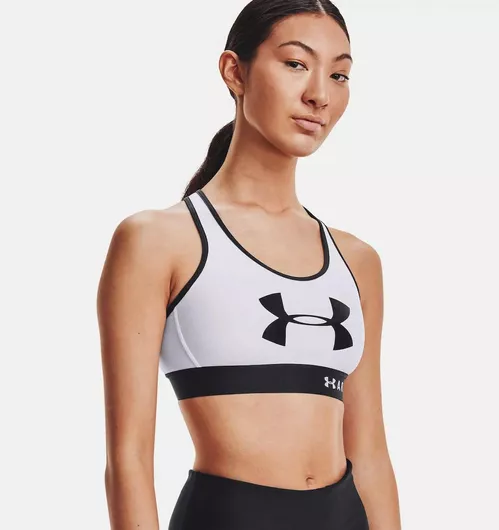 Under Armour Mid Keyhole Graphic Γυναικείο Αθλητικό Μπουστάκι Λευκό