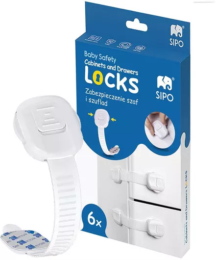 Sipo Προστατευτικά για Ντουλάπια & Συρτάρια με Αυτοκόλλητο από Πλαστικό Λευκό 6τμχ