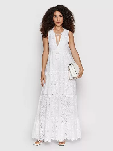 Pepe Jeans Nathan Maxi Καλοκαιρινό All Day Φόρεμα Βαμβακερό Λευκό