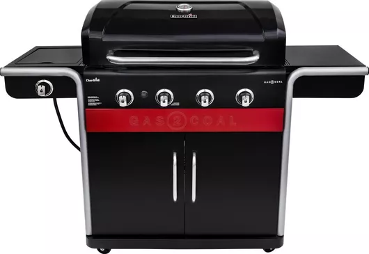 Ψησταριά Υγραερίου Char-Broil Gas2coal 2.0 Μαντεμένιας Σχάρας 85.3x44.1cm με 4 Εστίες 13.5kW & Πλαϊνό Μάτι
