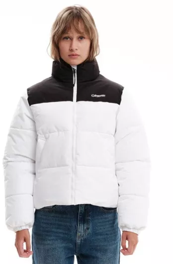 Emerson Γυναικείο Κοντό Puffer Μπουφάν Λευκό/Μαύρο