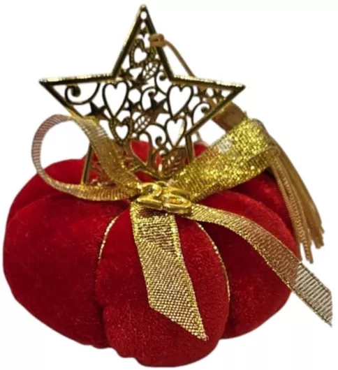 Γούρι Adorex 21244 Χριστουγεννιατικο Επιτραπεζιο 2025 Κολοκυθα Κοκκινη Χρυσο Αστερι 10cm