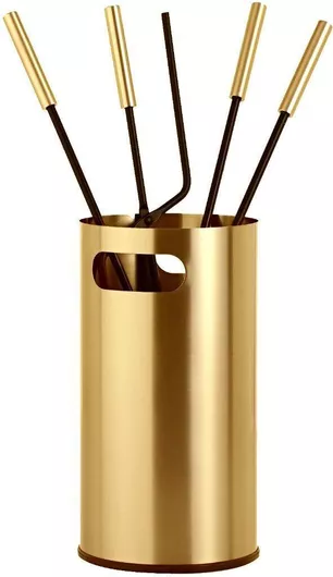 Σετ Εργαλείων Τζακιού Zogometal με Κουβά Ορο Ματ/Μαύρο