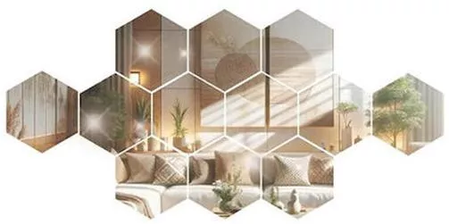 Καθρέπτες Τοίχου Αυτοκόλλητα Πλαίσιο 12τμχ Oem