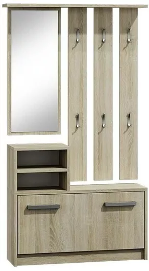 Έπιπλο Εισόδου Kolom με Καθρέπτη / Κρεμάστρα & Παπουτσοθήκη 85x24x180cm Φυσικό