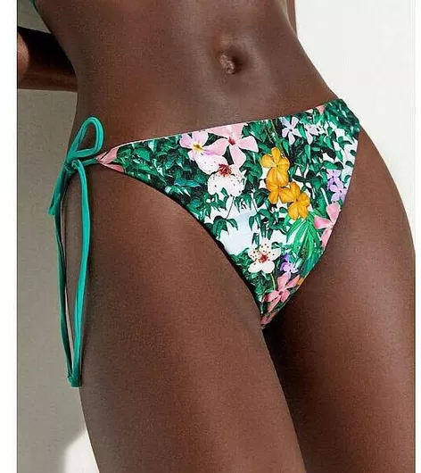 Desigual Berenice Bikini Slip με Κορδονάκια Jungle Green
