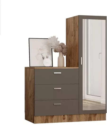 Τουαλέτα Κρεβατοκάμαρας από Μασίφ Ξύλο 100x47x140cm Πεύκο/ανθρακί