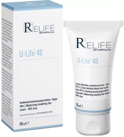 Κρέμα Ποδιών Menarini Relife U-life 40 Foot Cream Ενυδατική & Καταπραϋντική Πολύ Ξηρό & Σκασίματα Δέρμα 40% Ουρία 50ml