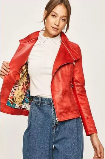 Desigual Broward Γυναικείο Biker Jacket Κόκκινο