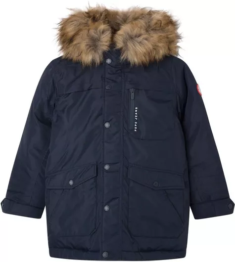 Pepe Jeans Παιδικό Παρκά Μακρύ με Κουκούλα Navy Μπλε