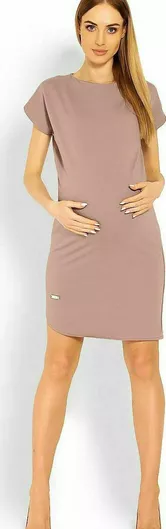 PeeKaBoo 1629C Κοντομάνικο Φόρεμα Εγκυμοσύνης Μπεζ