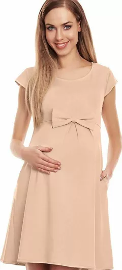 PeeKaBoo 0129 Κοντομάνικο Φόρεμα Εγκυμοσύνης Μπεζ