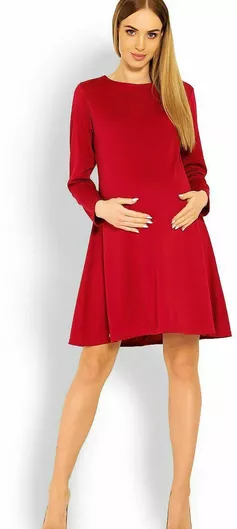 PeeKaBoo 1359C Μακρυμάνικο Φόρεμα Εγκυμοσύνης Κόκκινο