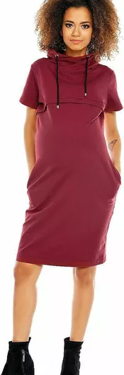 PeeKaBoo 1581 Κοντομάνικο Φόρεμα Εγκυμοσύνης Μπορντό