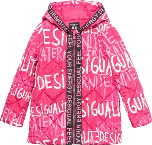 Desigual Παιδικό Παρκά Μακρύ με Κουκούλα Ροζ