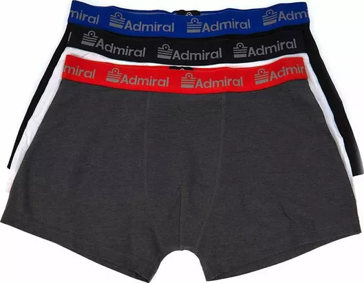 Admiral Ανδρικά Μποξεράκια Μάυρο / Λευκό / Γκρι 3Pack