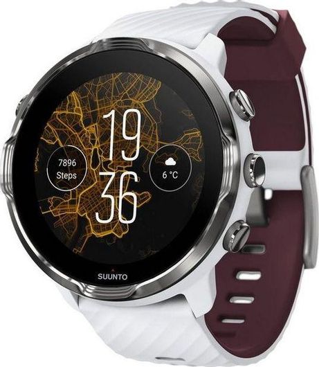 Suunto 7 50mm Αδιάβροχο Smartwatch με Παλμογράφο White Burgundy