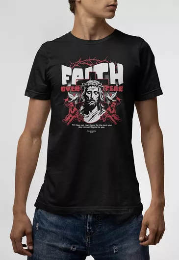 T-shirt Μαύρο Faith Over Fear