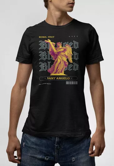Ανδρικό T-shirt Μαύρο Sant Angelo