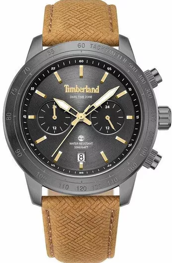 Ανδρικό Ρολόι Timberland Χρονογράφος Μπαταρίας με Καφέ Δερμάτινο Λουράκι