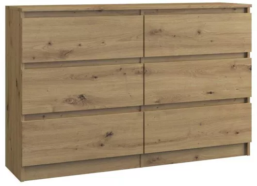 Συρταριέρα Κρεβατοκάμαρας Ξύλινη M6 Artisan με 6 συρτάρια 120x30x77cm ARTISAN