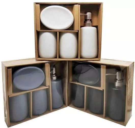 Αξεσουάρ Μπάνιου Σετ Κεραμικό Σετ 4τμχ Μαύρο