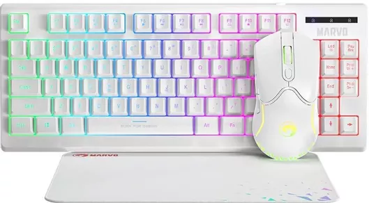 Marvo CM310 3in1 Σετ Gaming Πληκτρολόγιο με RGB φωτισμό & Ποντίκι Αγγλικό USΛευκό