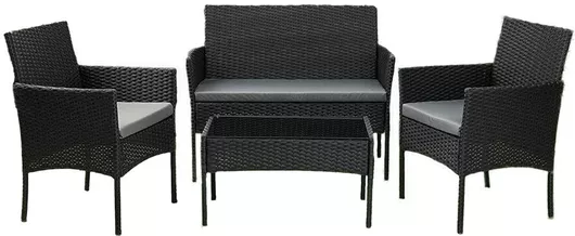 Σετ Σαλονιού Εξωτερικού Χώρου Martin Μαύρο 4τμχ