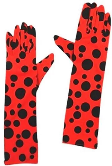 Αποκριάτικο Αξεσουάρ Μακριά Γάντια Κόκκινο-μαύρο Πουά