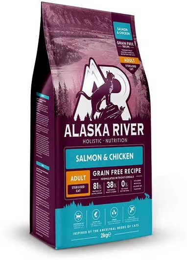 Ξηρά Τροφή Alaska River Grain Free Adult χωρίς Σιτηρά για Ενήλικες Στειρωμένες Γάτες με Κοτόπουλο / Σολομό 2kg