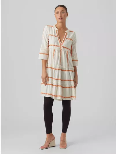 Vero Moda Καλοκαιρινό Mini Φόρεμα με Βολάν Λευκό
