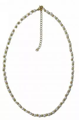 Κολιέ Kostibas 1013-709x4, Ατσάλι, Με Πέρλα, Χρυσό