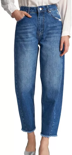 Attrattivo Γυναικείο Βαμβακερό Παντελόνι Μπλε