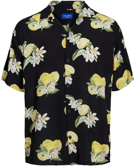 Jack & Jones Παιδικό Floral Πουκάμισο Κοντομάνικο Μαύρο