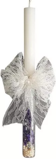 Λαμπάδα Αρωματική Χειροποίητη Δαντέλα & Βάση Γυάλινη Λεβάντα Πέρλες  Manufacturer: 24778, MPN: Λεβάντα Πέρλες, Dimensions: 2,5x29cm, Quantity: 1, Color: Λεβάντα