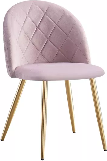 Καρέκλα Τραπεζαρίας Bella Βελούδινη Χρυσό, Dirty Pink 50x56x80cm