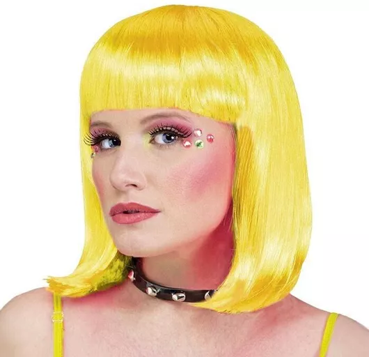 Αποκριάτικη Περούκα Diva Μακρύ Καρέ Αφέλειες Ξανθό