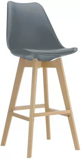 Σκαμπό Μπαρ με Πλάτη από Πολυπροπυλένιο Φυσικό, Γκρι 49x54x67cm