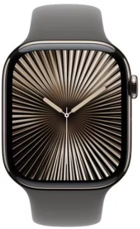 Apple Watch Series 10 Cellular Titanium 46mm Αδιάβροχο με eSIM & Παλμογράφο Stone Grey Sport Band