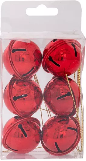 Κρεμαστά Στολίδια Σετ Μεταλλικό Κόκκινο 6τμχ