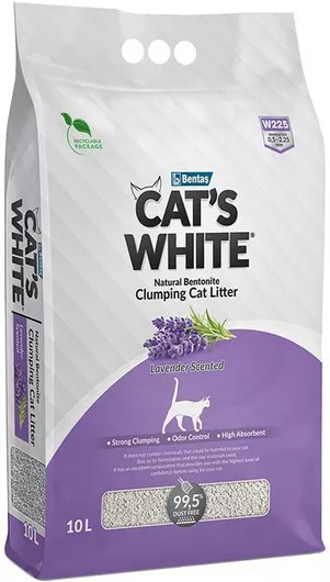 Άμμος Γάτας Cat's White Μπετονίτης με Άρωμα Λεβάντα 10lt