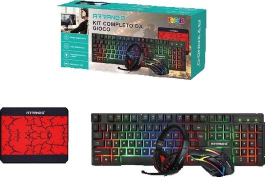ΣετGaming Πληκτρολόγιο & Ποντίκι Arrango ASM76396 με RGB φωτισμό (Αγγλικό US) Μαύρο