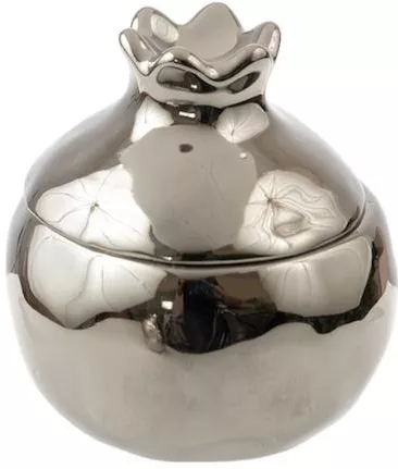 Κεραμικό Ρόδι Καπάκι Ασημί Γυαλιστερό 7,6cm